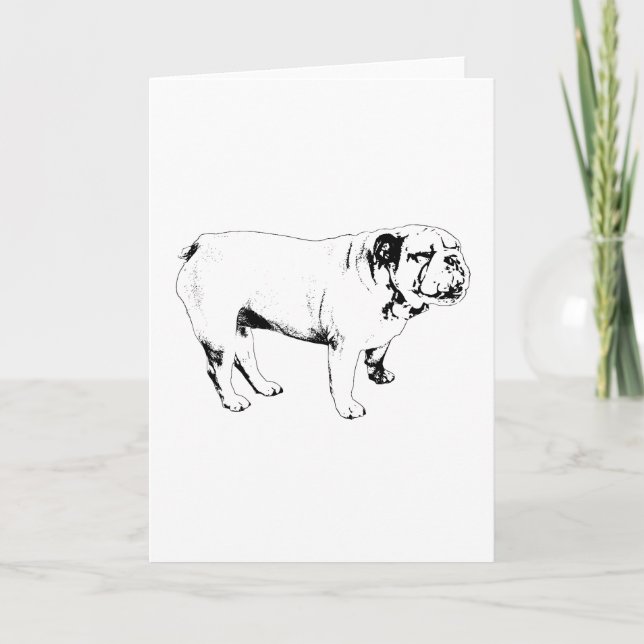 Carte vœu clair, bouledogue (Devant)