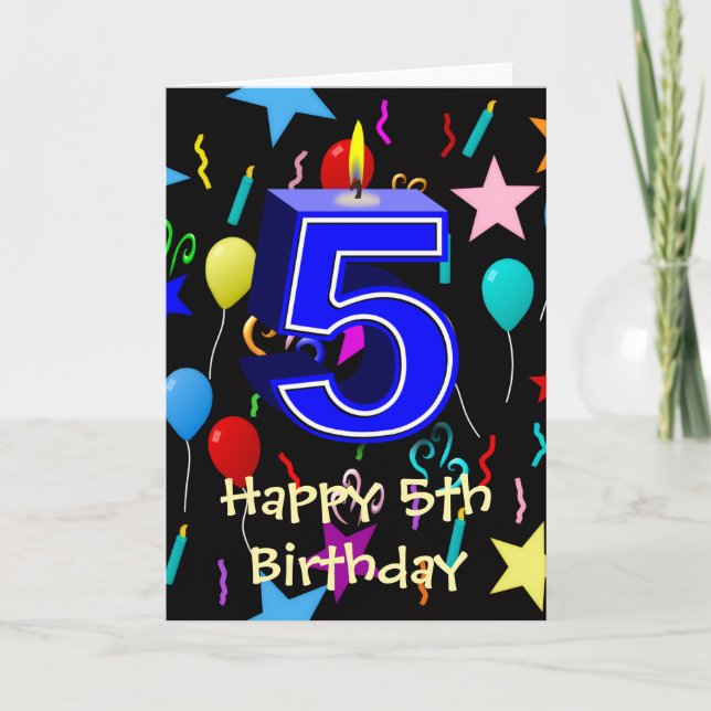 Carte Vœu d'anniversaire 5 ans joyeux (Devant)