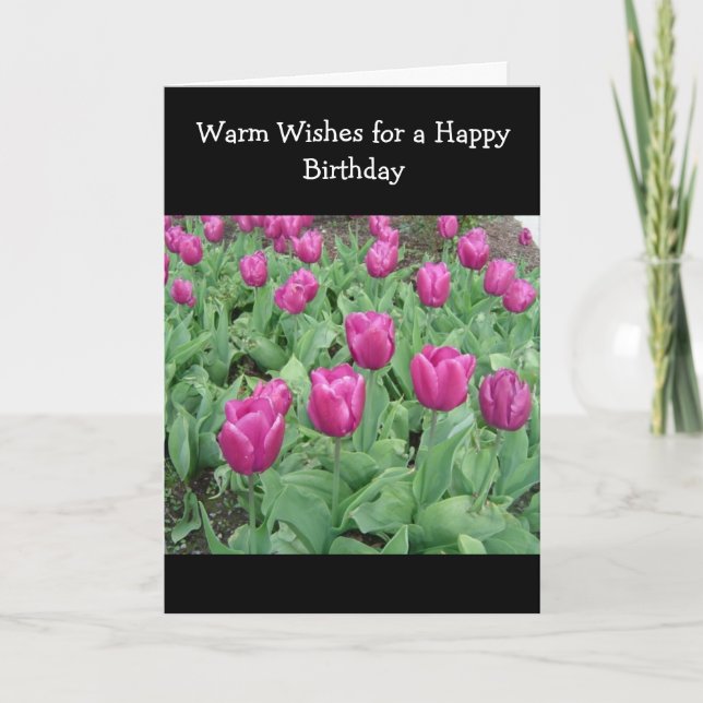 Carte Vœu d'anniversaire de la parcelle de tulipes (Devant)