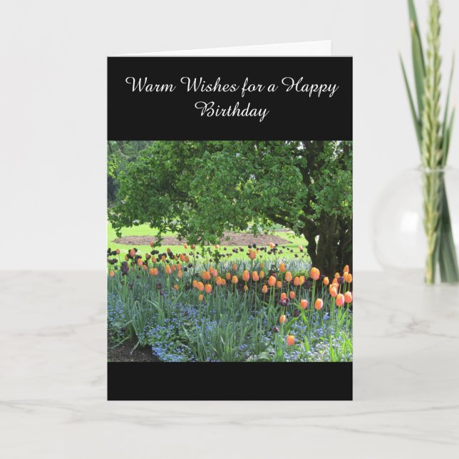 Carte Vœu d'anniversaire de la parcelle de tulipes (Devant)