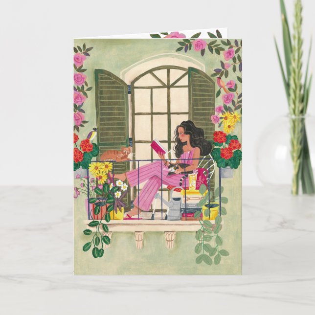 Carte Vœu d'anniversaire détendu femme (Devant)