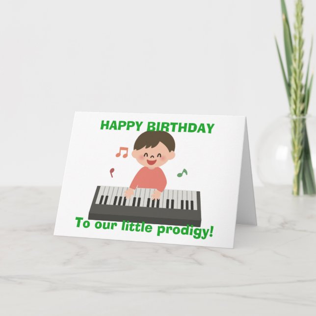 Carte Vœu d'anniversaire du petit prodige au clavier de  (Devant)