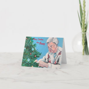 Carte Vœu de Noël de NANNY/GRAMMY peint à la main