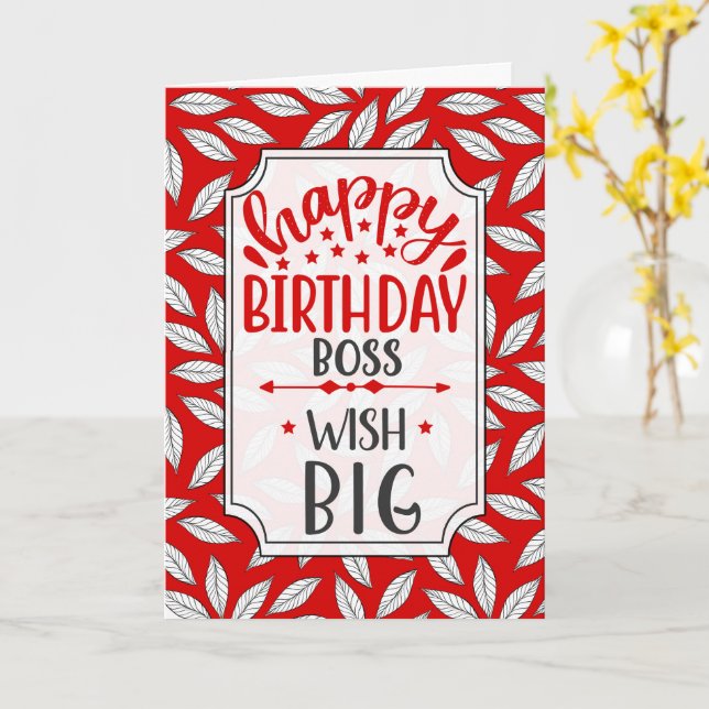 Carte Vœu de patron Big Red Botanique Typographie Annive (Fleur jaune)