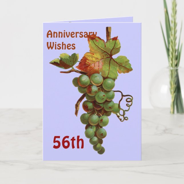 Carte Vœux d'anniversaire 56 ans, personnalisable (Devant)
