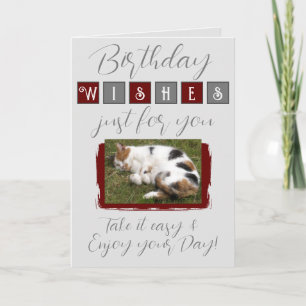 Carte voeux d'anniversaire ajouter photo de chat gris bo