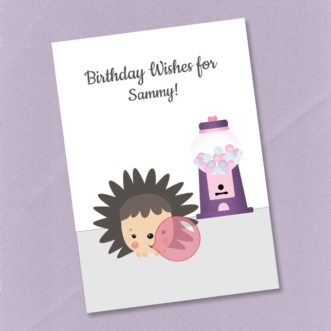 Carte Vœux d'anniversaire au Bubble Gum de hérisson (Créateur téléchargé)