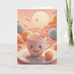 Carte Vœux d'anniversaire autour du café