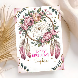 Carte Vœux d'anniversaire Bohème Chic