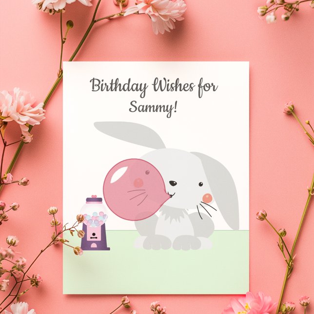 Carte Vœux d'anniversaire Bubble Gum Bunny (Créateur téléchargé)
