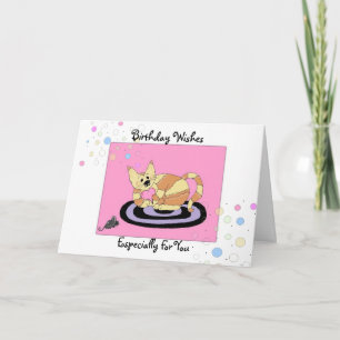 Carte Vœux d'anniversaire Chat sur un Tapis