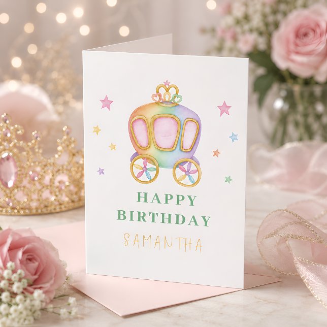 Carte Vœux d'anniversaire de Carrosse de Princesse Arc-e (Créateur téléchargé)