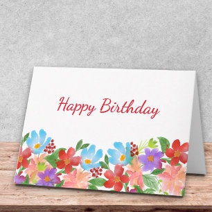 Carte Vœux d'anniversaire de jardin joyeux, design flora