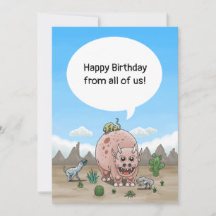 Carte voeux d'anniversaire de l'imaginaire dinosaures