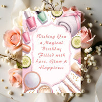 Vœux d'anniversaire de maquillage pastel mignon