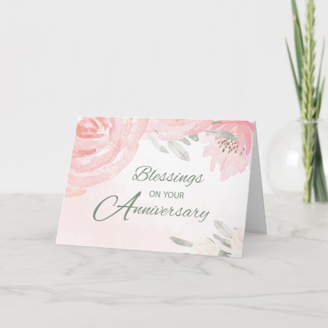 Carte Vœux d'anniversaire de mariage avec des roses blus (Devant)