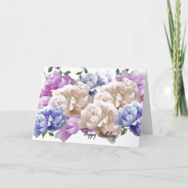 Carte Vœux d'anniversaire de pivoine (Devant)