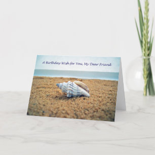 Carte Vœux d'anniversaire de plage de coquillages pour a