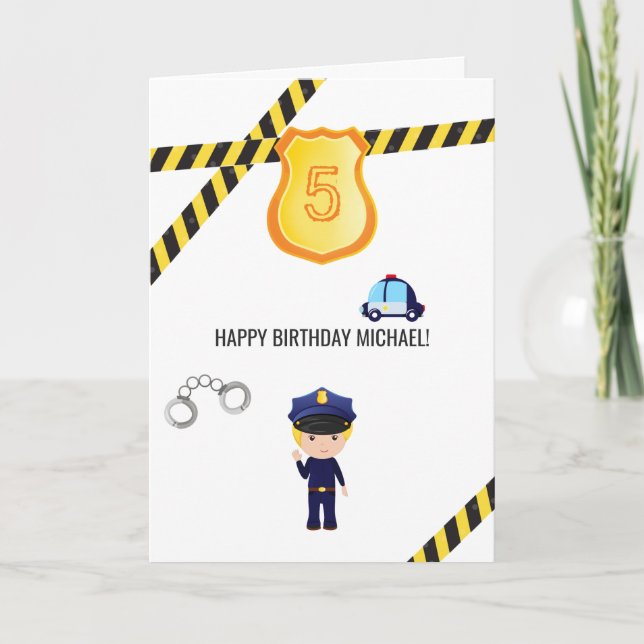Carte Vœux d'anniversaire de police (Devant)