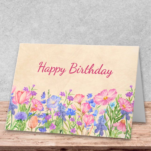 Carte Vœux d'anniversaire de printemps, conception flora (Créateur téléchargé)