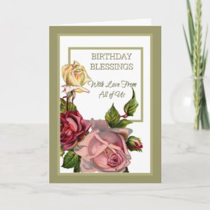 Carte Vœux d'anniversaire de toutes les roses roses blan