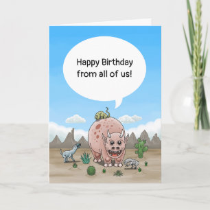 Carte Vœux d'anniversaire des dinosaures de fantaisie
