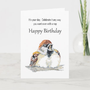Carte Vœux d'anniversaire drôles Petit oiseau moineau fa