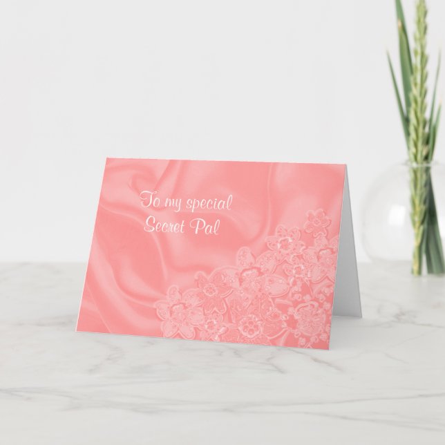 Carte Voeux d'anniversaire en satin rose (Devant)