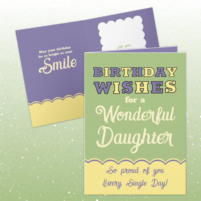 Carte voeux d'anniversaire fille violet vert (Créateur téléchargé)