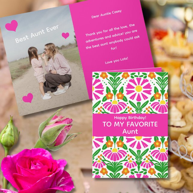 Carte Vœux d'anniversaire fleuris ! À la tante préférée (Créateur téléchargé)