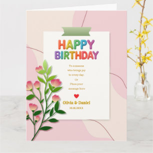 Carte Vœux d'anniversaire floraux pastel moderne élégant