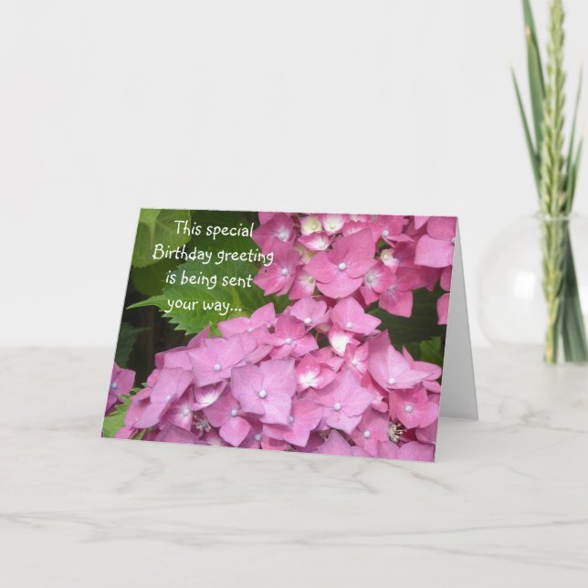 Carte Vœux d'anniversaire Hydrangeas roses (Devant)