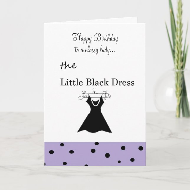 Carte Vœux d'anniversaire LBD pour une dame chic (Devant)