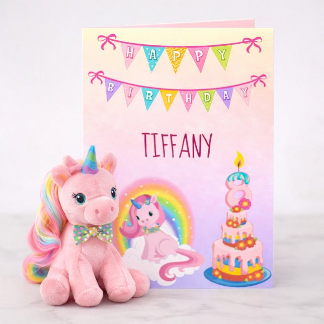 Carte Vœux d'anniversaire licorne pour votre enfant de 8 (Créateur téléchargé)