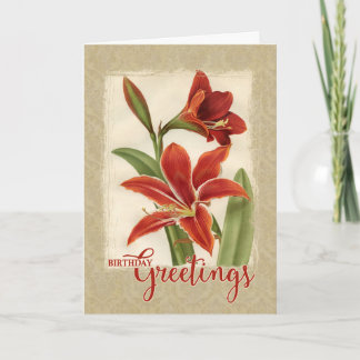 Carte Vœux d'anniversaire Lily Reproduction Vintage