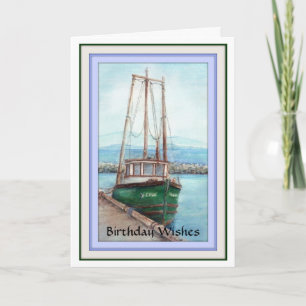 Carte Voeux d'anniversaire, Masculine, Bateau de pêche