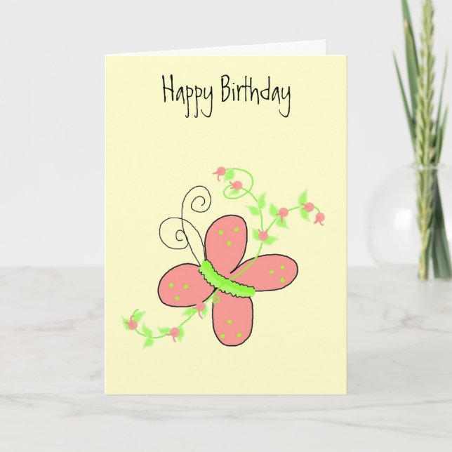 Carte Vœux d'anniversaire Papillons et Vignes (Devant)