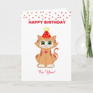 Carte Vœux d'anniversaire personnalisés pour chat Kitty