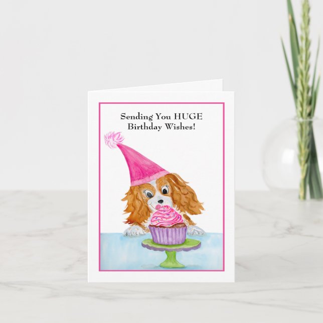 Carte Vœux d'anniversaire pour Cavalier King Charles Spa (Devant)