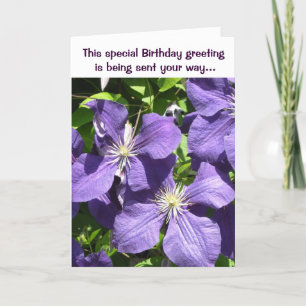 Carte Voeux d'anniversaire Purple Clematis