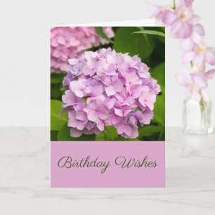 Carte Voeux d'anniversaire rose Hydrangea