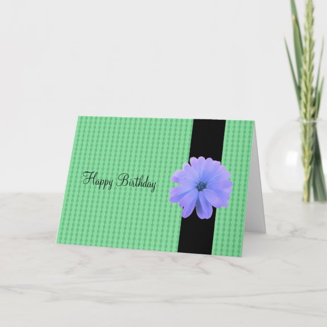 Carte Vœux d'anniversaire Ruban Noir Fleur Violette (Devant)