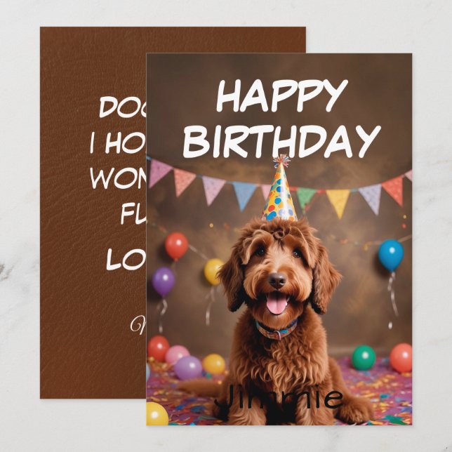 Carte Vœux d'anniversaire sacrémenteux de Toutou avec ch (Devant / Derrière)