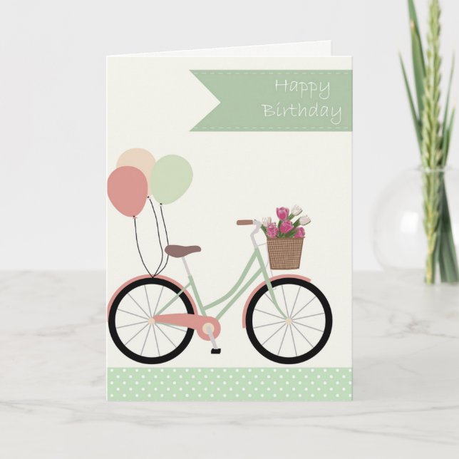 Carte Vœux d'anniversaire vélo vintage (Devant)