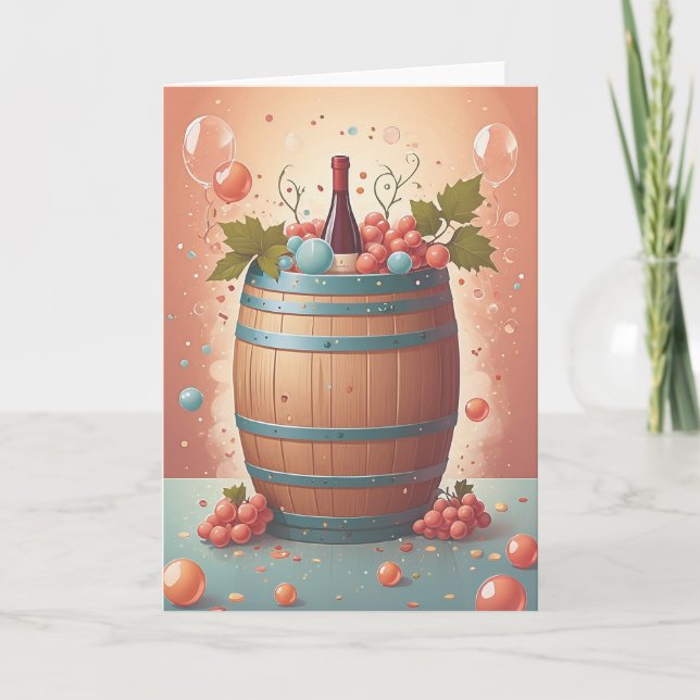 Carte Vœux d'anniversaire vin (Devant)