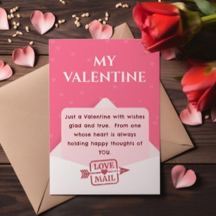 Carte Vœux de courrier d'amour sincère pour la Saint-Val