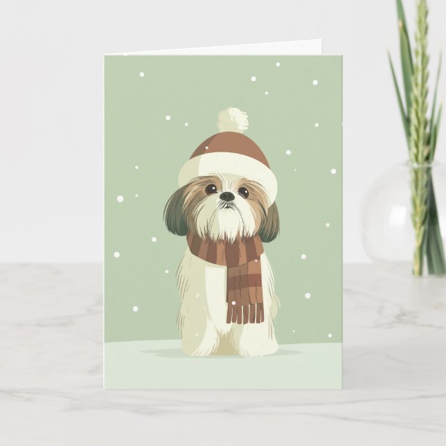Carte Vœux de fête du Shih Tzu (Devant)