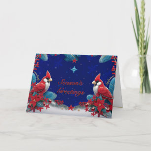 Carte Vœux de fêtes : Amour, Paix, Joie avec des Cardina