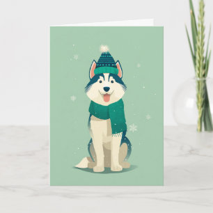 Carte Vœux de fêtes de Husky