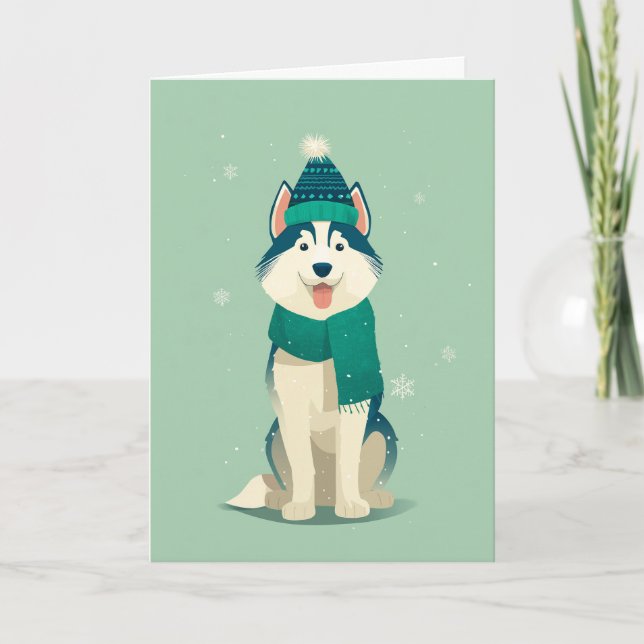 Carte Vœux de fêtes de Husky (Devant)
